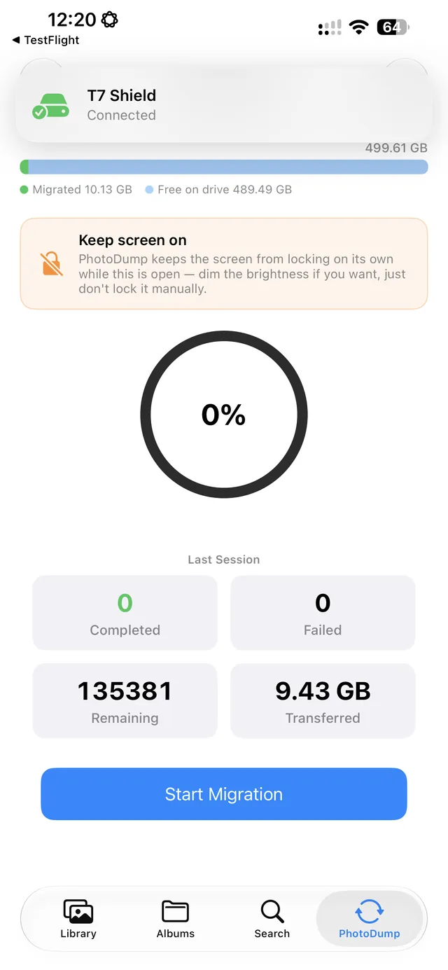 Track what is migrated and how much space is free on the drive.